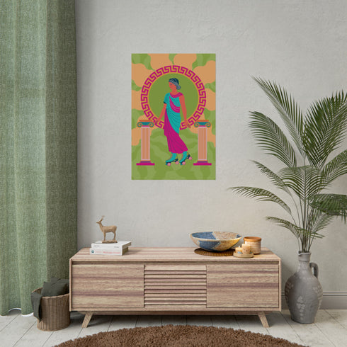 Roller Skating Grecian Goddess Art Print
